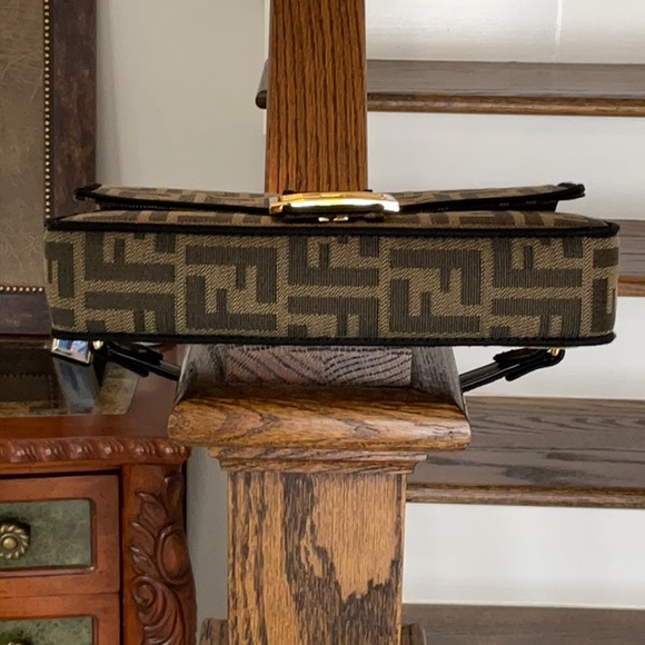 Monogram Black and Brown Crossbody Bag with Gold Accents - Picture 5 of 13